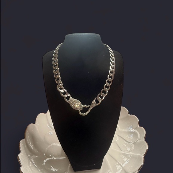 Unisex Rhinestone Snake Curb Chain Necklace (18") 🐍✨ - Picture 2 of 4